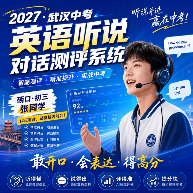 武汉中考听说机考AI评分原理通俗讲解硚口&middot;初三张同学（纠正发音，跻身校内前列）